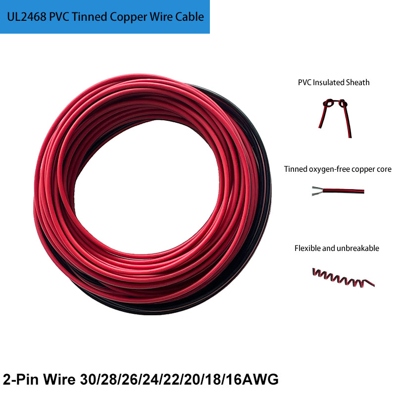 Wire 22 Gauge Copper - UL2468 PVC 2 broches fil étamé