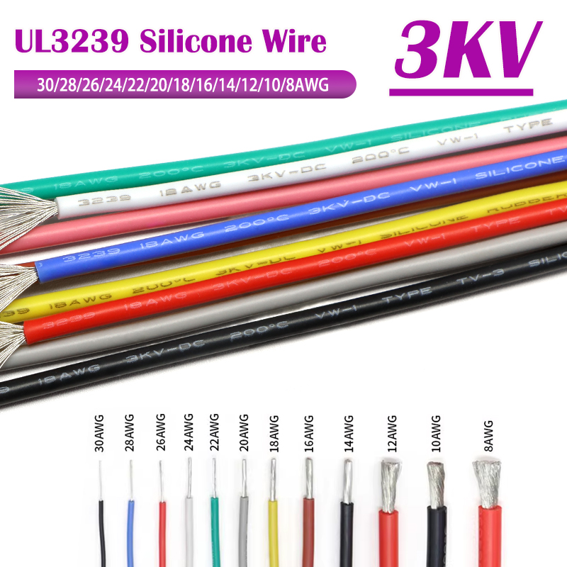 Wire 22 Gauge Copper - Fil de Silicone UL3239 de 1/5M,