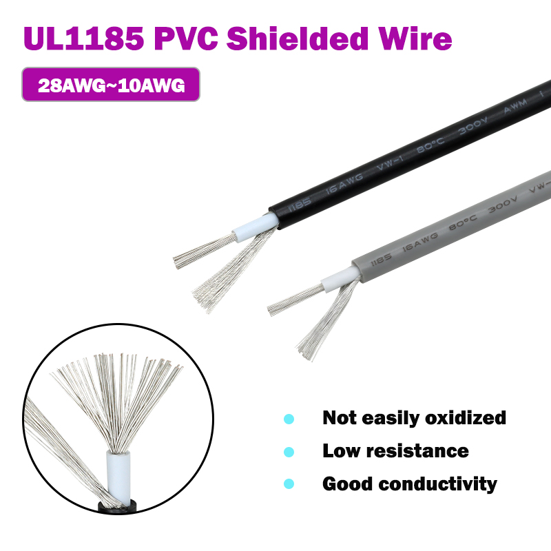 Wire 22 Gauge Copper - Fil blindé en PVC UL1185, 1