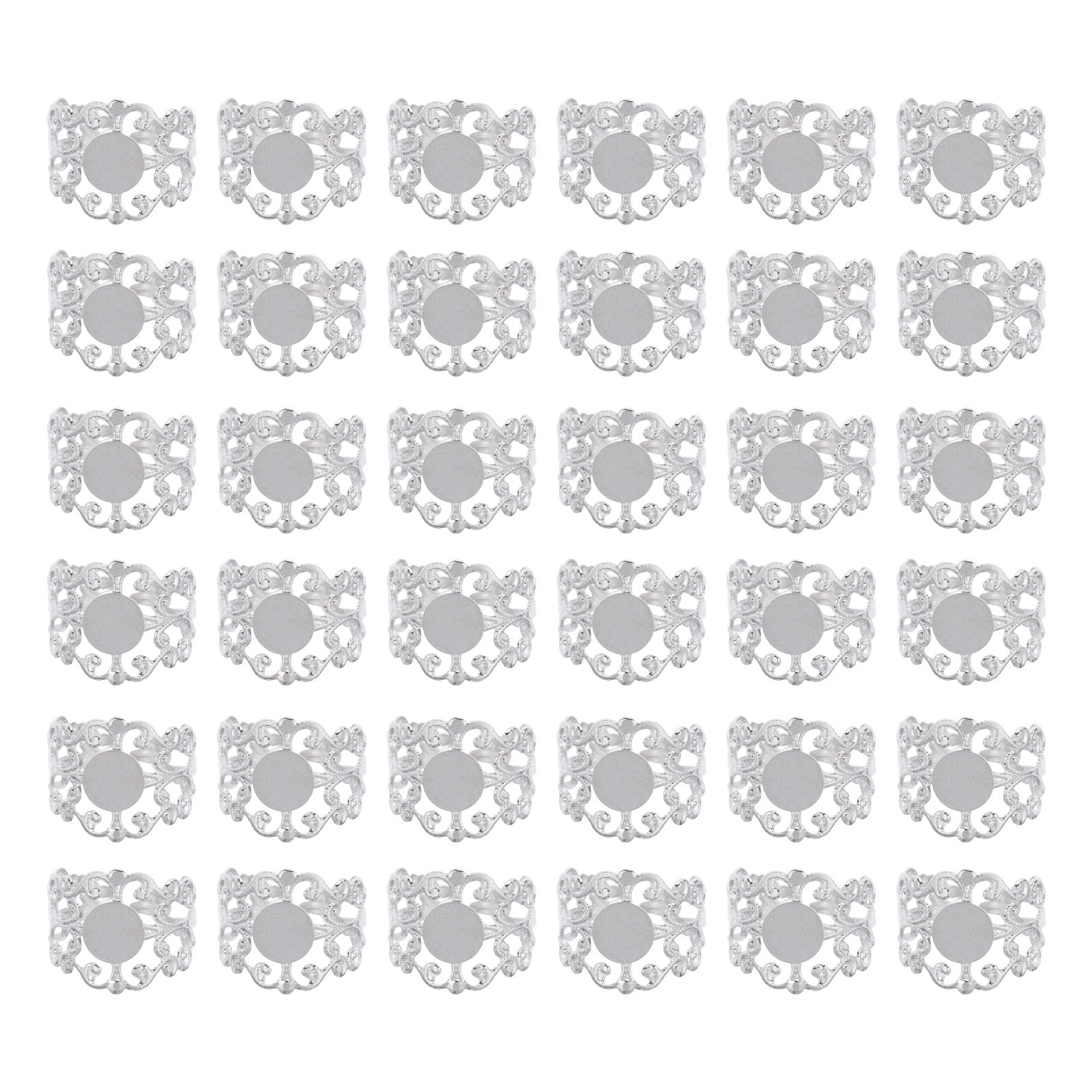 Ring Blank Adjustable - 50 pièces de supports ovales plats