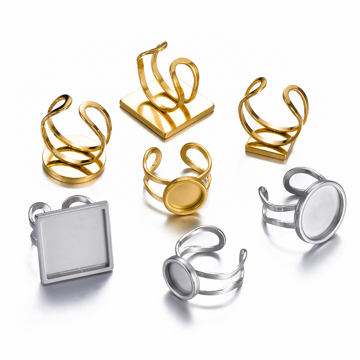 Ring Blank Adjustable - 4 Pièces Bagues Ajustables en Acier