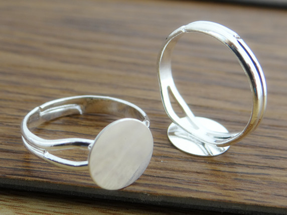 Ring Blank Adjustable - 6/8/10/12mm 10 pièces argent plaqué Bronze