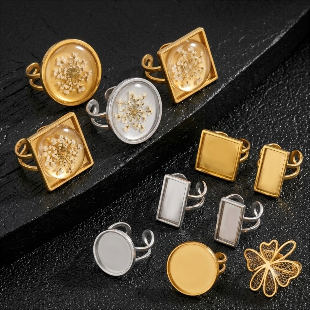2 pièces Bases carrées plates  - Ring Blank Adjustable avis et prix